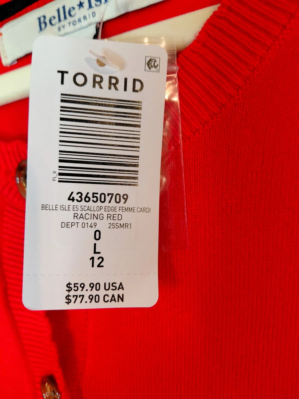 NWT Belle Isle by Torrid Racing Red Puff Sleeve Button Front Cardigan Size 12